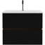 Meuble-lavabo mural noir doux et noyer, 24 po avec lavabo intégré, trop-plein, fonction de fermeture silencieuse du tiroir, 20% de rangement supplémentaire, poignée - Conception plus d'espace de rangement, approche