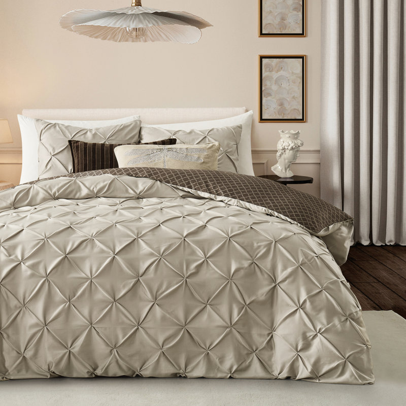 Ensemble de couette à plis piqués en coton TENCEL Ted Baker, King, Beige