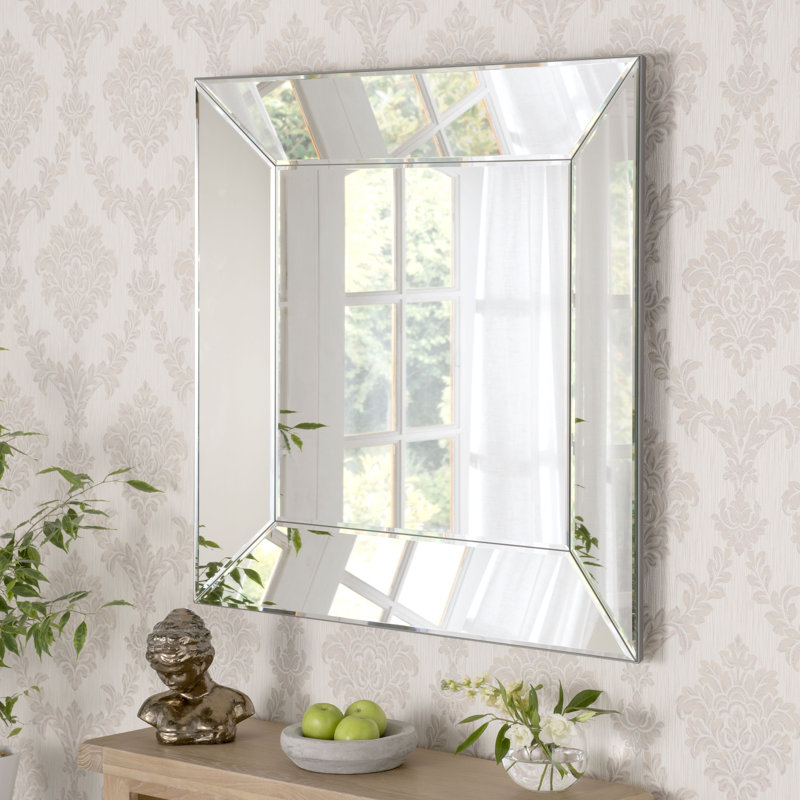 Angled Tray Joice Rectangular Bevelled Mirror, 122cm H x 91cm W, Silver