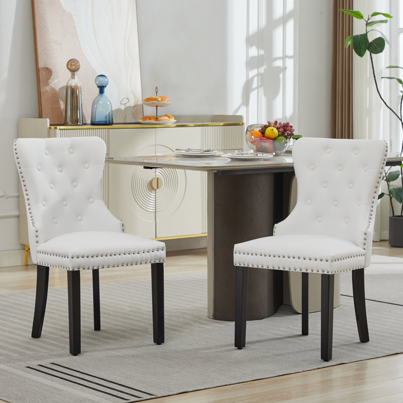 Chaises de salle à manger en polyuréthane avec anneau de traction, Blanc