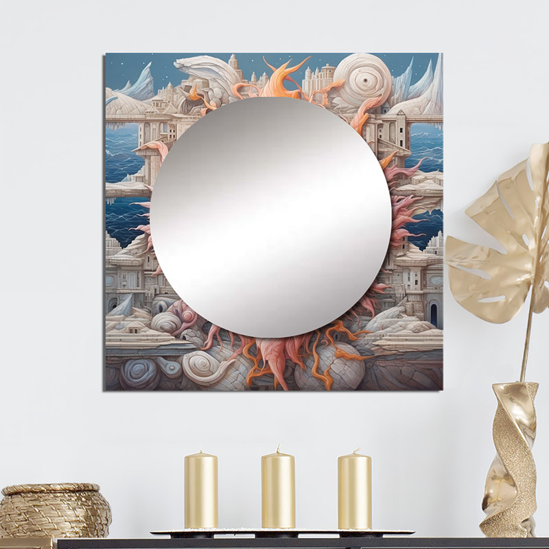 Visions Of Eye of Consciousness surréalisme III - Grand miroir mural carré moderne pour la chambre à coucher, 29 po x 29 po