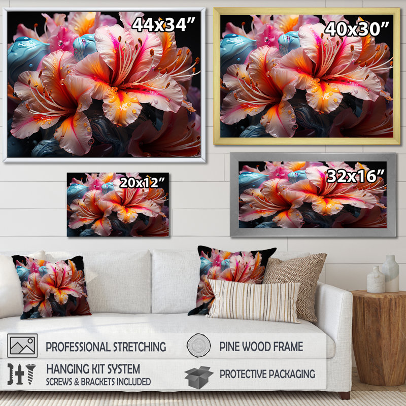 Burst Of Tropical Color Hibiscus IV - Hibiscus, impressions sur toile, Cadre simple argenté, H 30 po x l 40 po x P 1,5 po