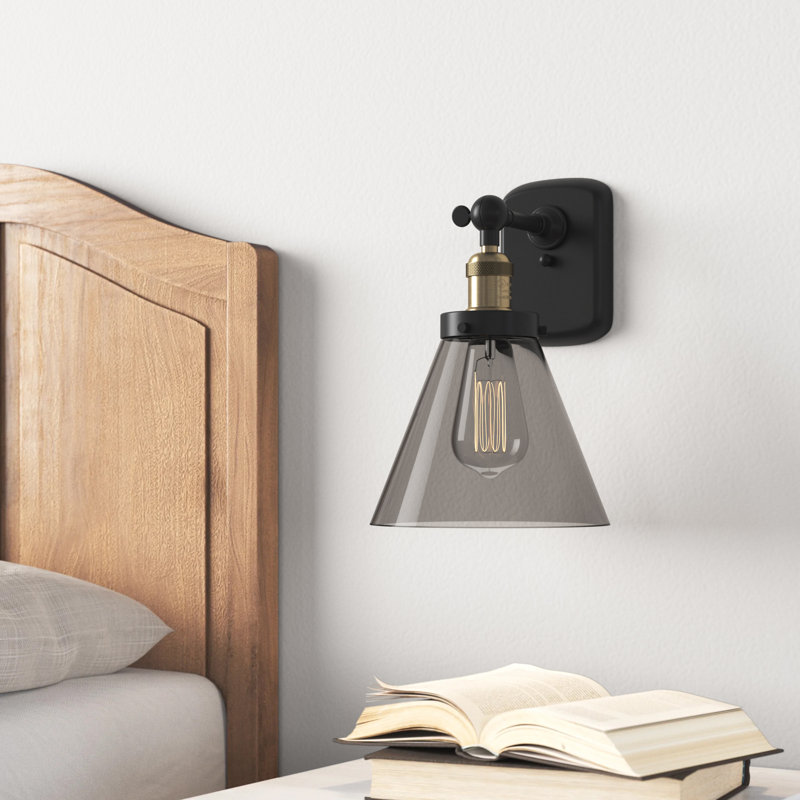 Applique murale 1 lumière 8 po Ballston Urban Cone , Laiton antique noir, DEL, Plaqué couleur fumée