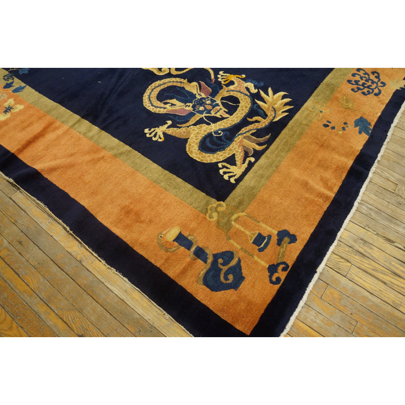Antique Chinese Dragons and Bird Of Paradise Pattern Peking Rug