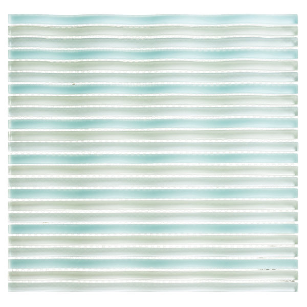 Ripples 0.38" x11.57" Glass Mosaic Kitchen Backsplash, Shower Wall, Pool, Wall and Floor Tile