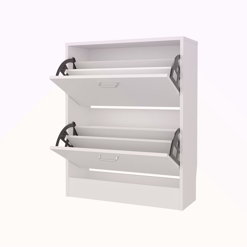 Range-chaussures avec 2 portes basculantes, Blanc