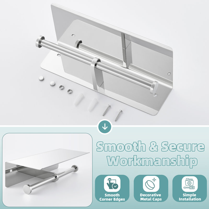 Wall Mounted Toilet Paper Holder, Sliver