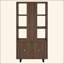 Bibliothèque à 3 tablettes avec armoire à portes à lattes, conception à dossier partiellement ouvert, mélamine résistante aux égratignures, dispositif anti-basculement, pour le bureau à domicile / salon