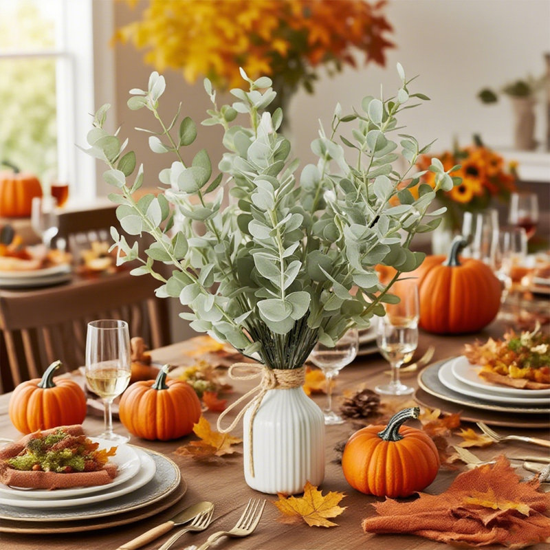 20 Pcs Tiges D'eucalyptus Artificielle Feuilles D'eucalyptus Tiges Artificielles Faux Fleurs Pour Le Bureau À La Maison Fleurs Bouquet Centre De Table Décoration De Mariage Décoration De Noël, 