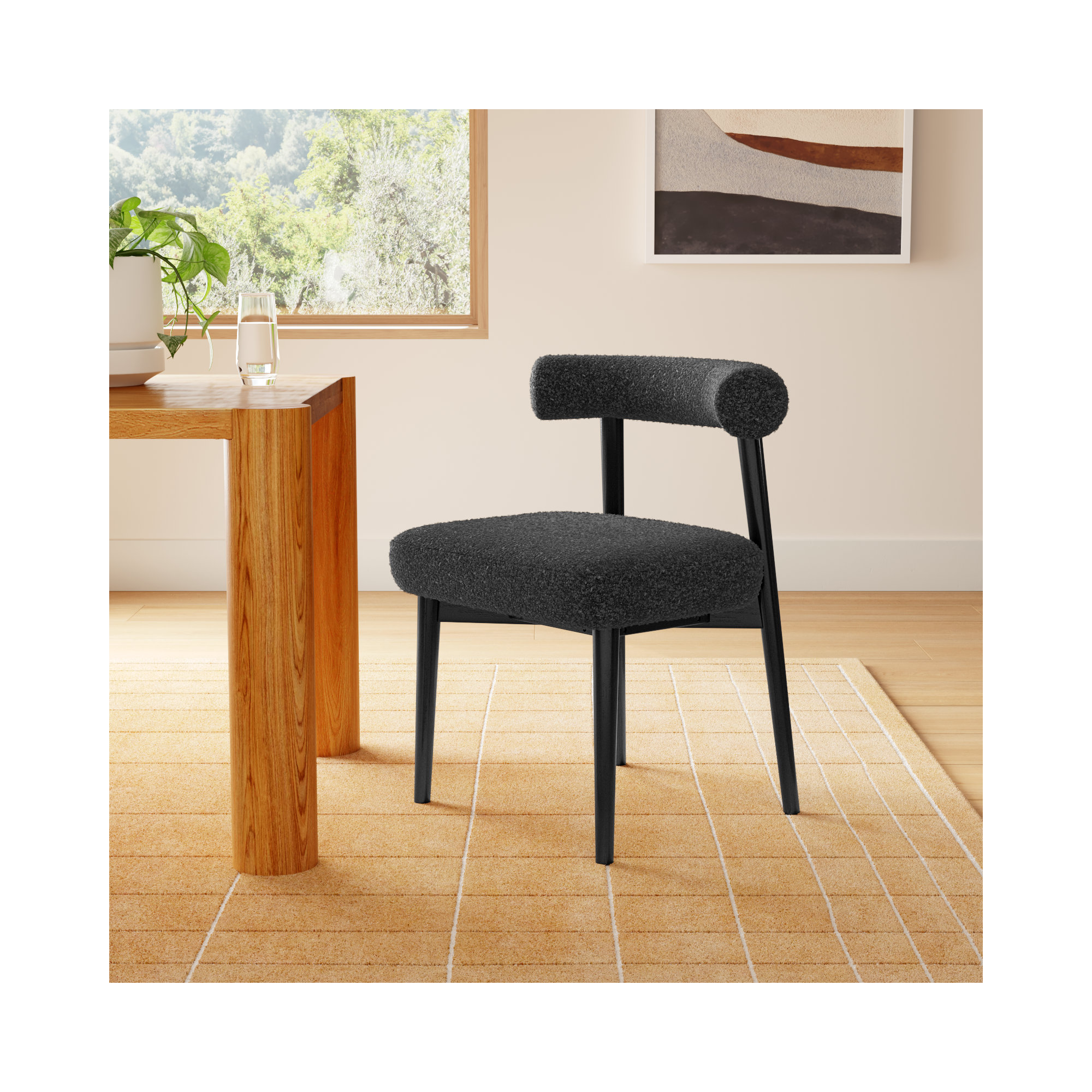 Kason Upholstered Low Back Side Chair, Black, Black