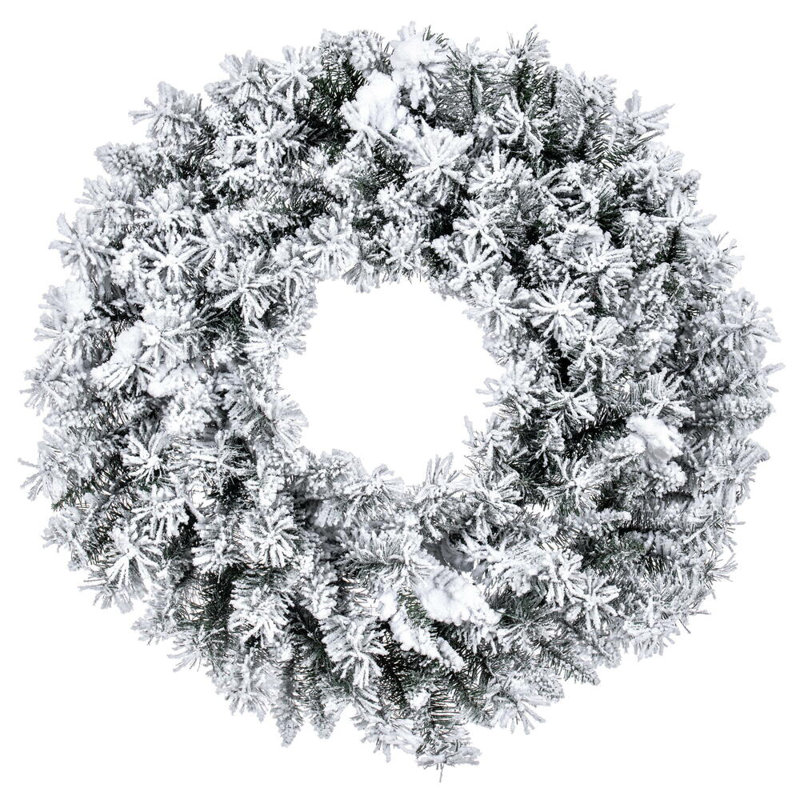 30" Flocked Utica Fir Artificial Unlit Wreath with 170 Realistic Flocked PVC Tips
