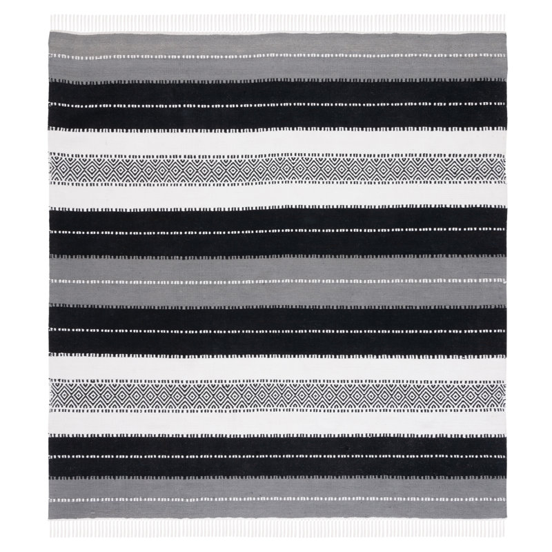 Sherlene Flat Weave Performance Striped Rug, Square 7'