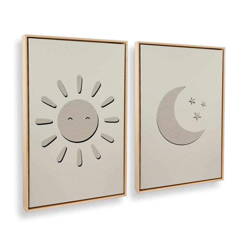 Ensemble de 2 impressions matinales, 48 po x 32 po, Cadre flottant en érable américain