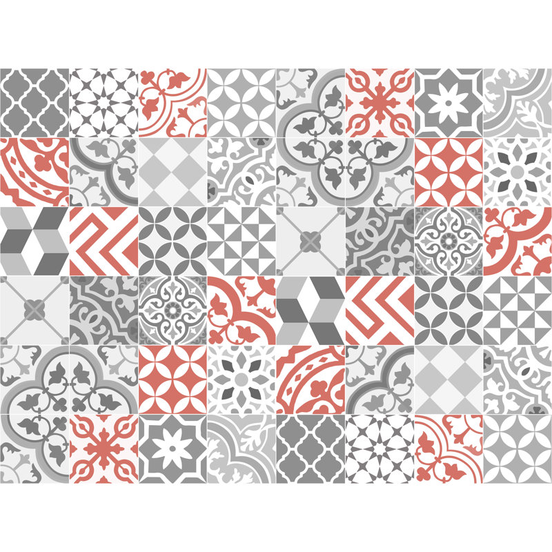 Nora Vinyl Machine Printed Area Rug, Rectangle 4'4.4" x 6'6.7"