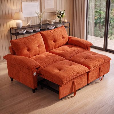 73 inch Space-Saving Convertible Pull Out Sleeper Sofa with Pullout Mattress