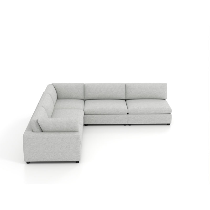 Canapé modulaire rembourré 5 pièces Nuccio, Gris clair