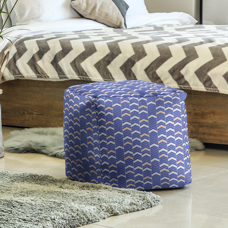 Upholstered Ottoman, Blue/Orange