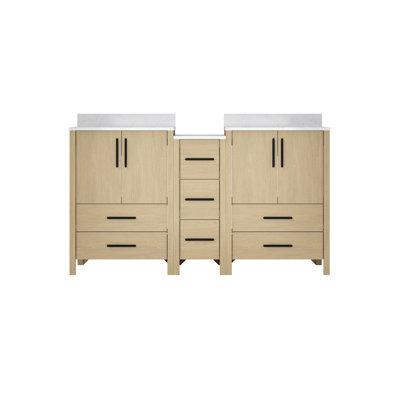 60"W×22"D×34"H Double Sinks Bathroom Vanity Cabinet