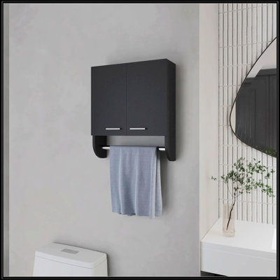 Black Medicine Cabinet With Towel Bar