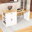 Îlot de cuisine extensible avec tiroirs de rangement, armoire à deux portes, tablettes ouvertes et bar pour le petit-déjeuner-1011431559