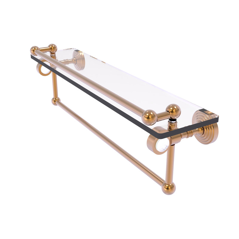 Étagère murale en verre Jarrell, H 5,5 po x l 22 po x p 6,8 po, Bronze brossé
