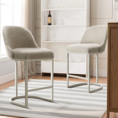 Tabouret de baril avec siège en lin et base en métal