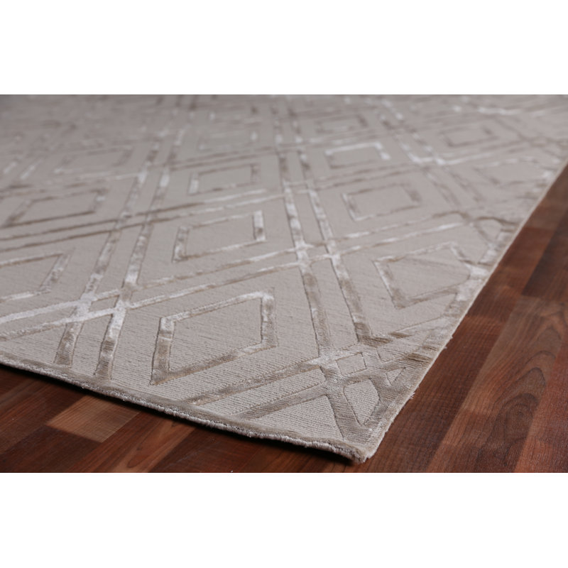 Metro-Velvet Geometric Area Rug in Light Beige, Rectangle 12' x 15'