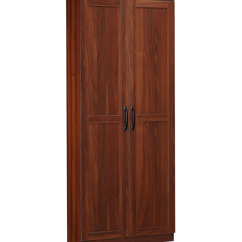 Garde-manger de cuisine à 2 portes de 160 cm (63 po), armoire brune avec 5 étagères et 2 tablettes réglables pour une organisation intelligente de la salle à manger. Rangement élégant pour pichets et carafes.