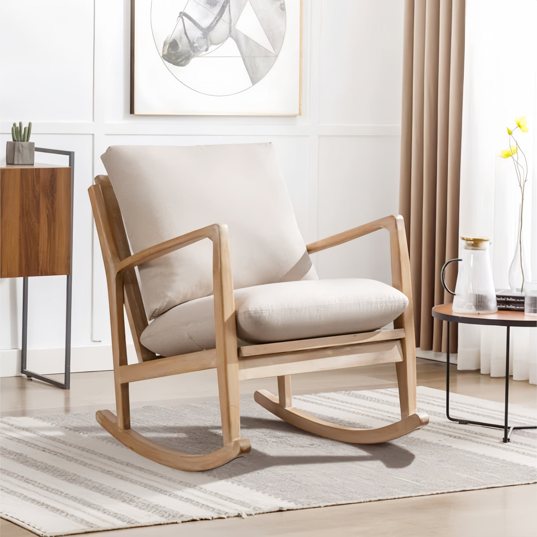 Zoller 26'' Wide Modern Soft Arm Rocking Chair with Wooden Frame and Removable Cushion Hokku Designs