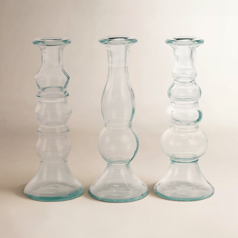  Ensemble de chandelles de table en verre 3 pièces