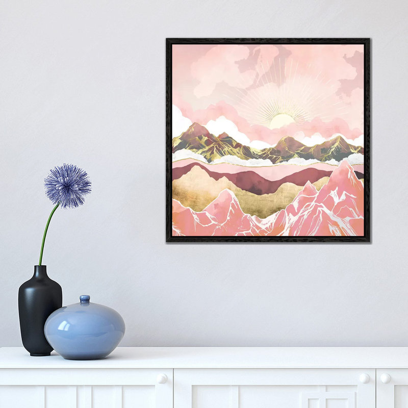 Blush Summer Sunrise - Print on Canvas, 93.98 cm H x 93.98 cm W, Black Framed
