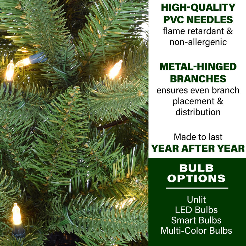 7.5-Ft Slim Pine Artificial Christmas Tree with Warm White LED Lights