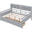 Lit de jour gris, base en lattes de bois, tablette de chevet et 2 tiroirs - fonctionnel pour la chambre à coucher et la base de l'espace de vie, configuration de deux pièces-941699210-941699212