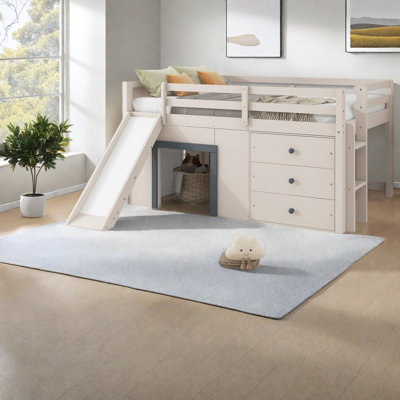 Lits peu encombrants avec rangement, mezzanine moderne en bois aggloméré pour chambre d'enfant