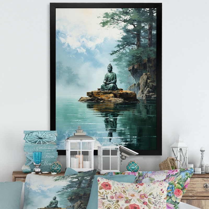 «Tranquil Mind Meditation I», reproduction sur toile, Cadre simple noir, H 44 po x l 34 po x P 1,5 po