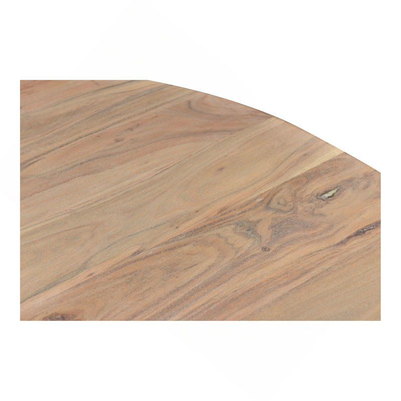 Table de salle à manger, ronde, acacia massif, 4 places, gris clair
