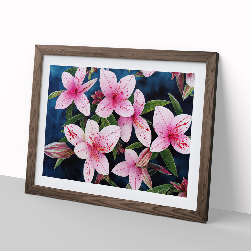 Rhododendron Flower - Single Picture Frame Print, 46cm H x 64cm W x 2cm D, Walnut Framed