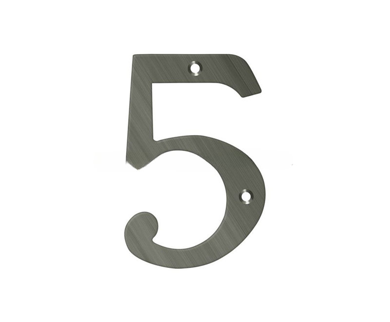 Chiffres de 4 po Deltana, 5, Nickel antique
