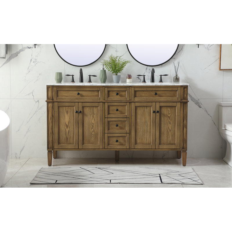Ensemble de meuble-lavabo double 60 "Rivers, Brun foncé