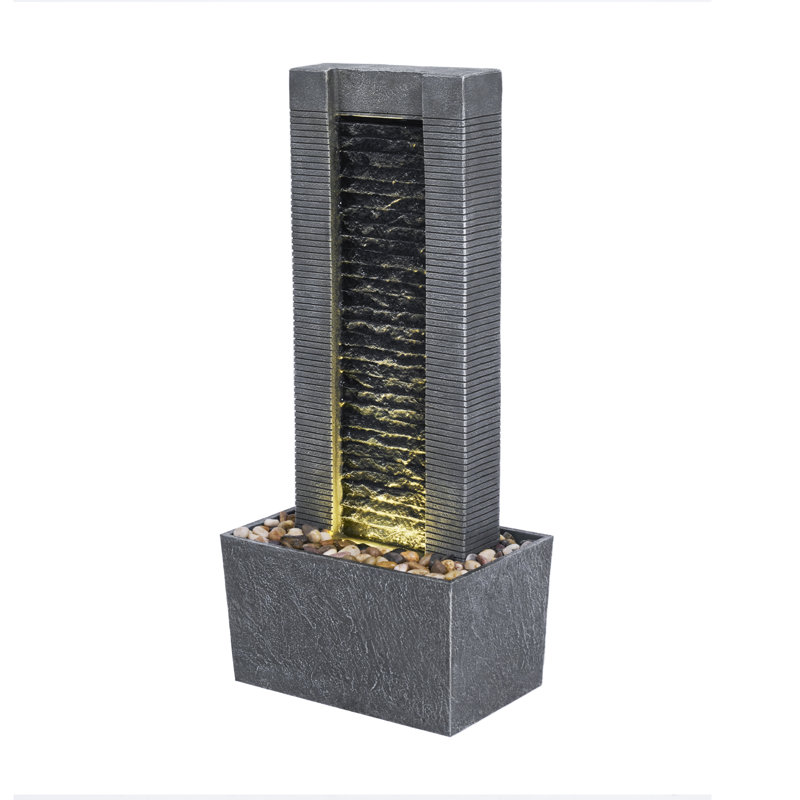 Demeter Gray Slate 27.5" Outdoor Water Fountain with LED Lights