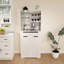 Buffet avec huche, buffet de cuisine moderne avec 2 tiroirs et portes de grange