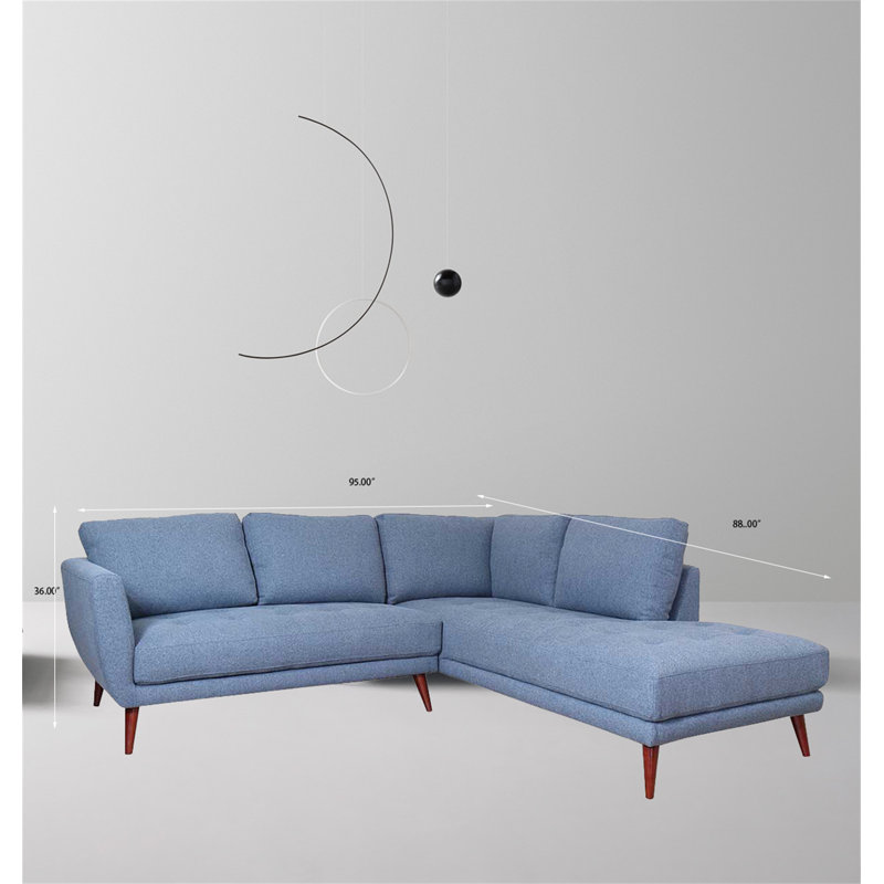 Kord Upholstered L-Shaped Sectional, Right Hand Facing