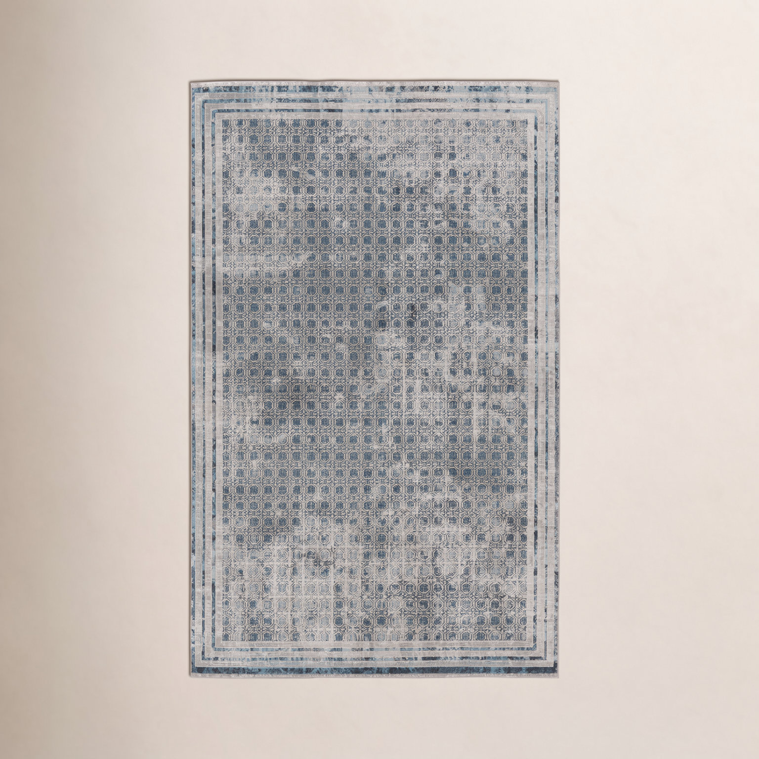 Phoebe Light Gray Blue Machine Washable Rug, Rectangle 2' x 3'