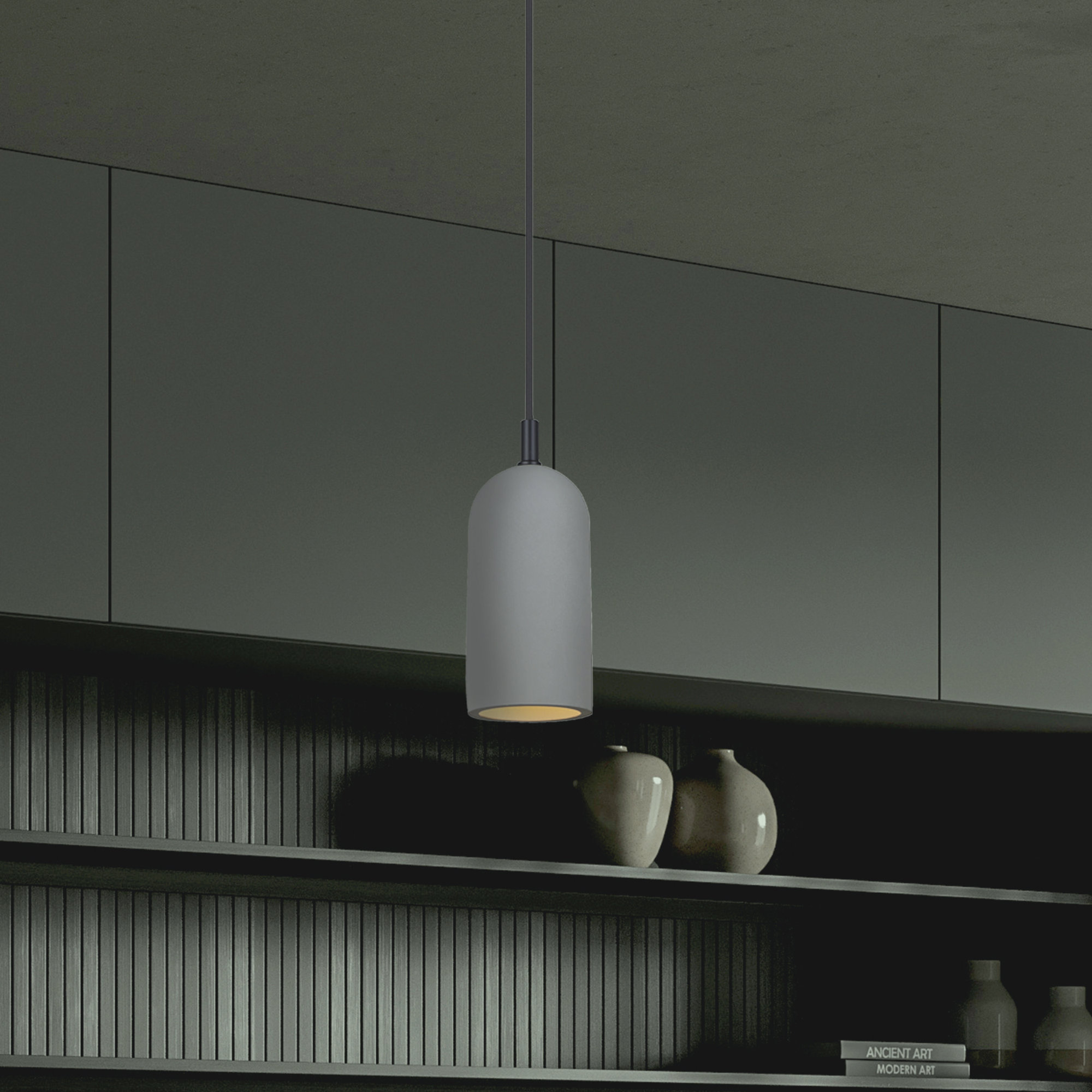 Kaylauni Single Light Concrete Pendant, Black/Gray
