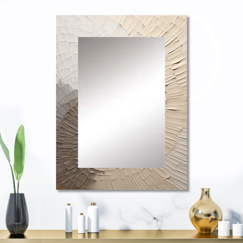 «Graceful Minimalisme Beige Mute Art», miroir décoratif minimaliste, miroir mural moderne, impression d'art en métal
