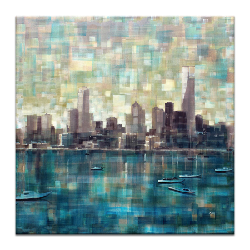 Bay XI by Jennifer Webb - Wrapped Canvas Print, 102 cm H x 102 cm W, Blue