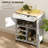 Akieba Kitchen Island On Wheels, Rolling Kitchen Cart With Drawer, 9-Bottle Wine Rack, Storage Cabinets, Wooden Countertop-1120253657