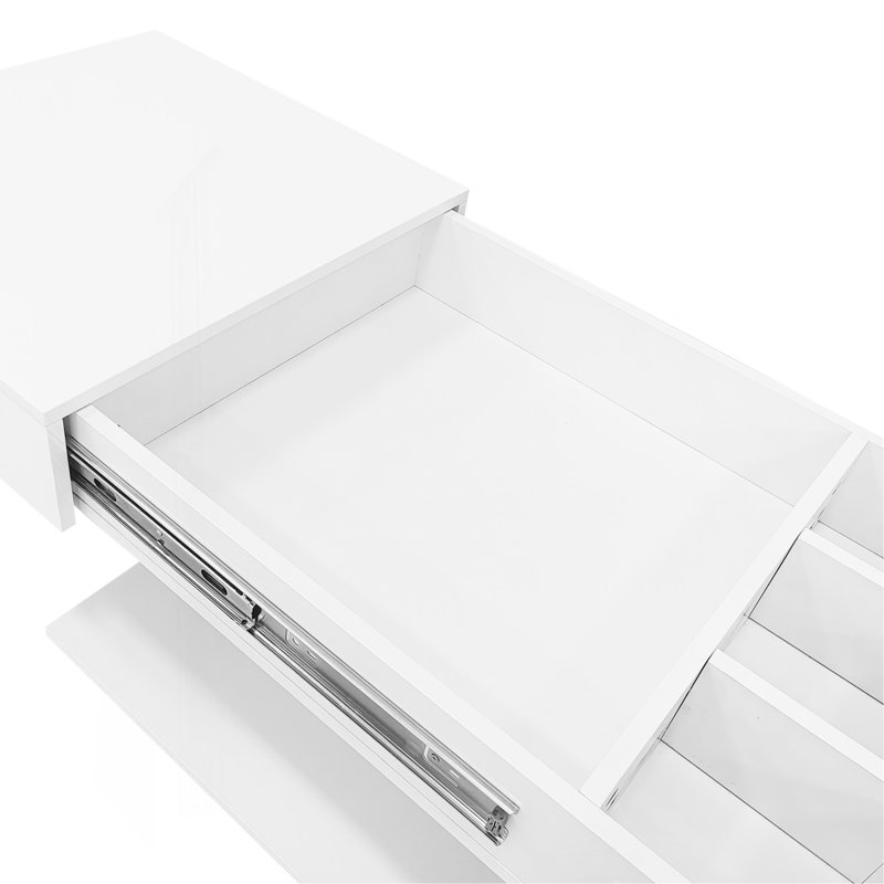 Table basse extensible de 41,3 po à 76,7 po, table basse centrale efficace avec plusieurs compartiments de rangement, table basse réglable multifonctionnelle avec espace de rangement caché pour le salon