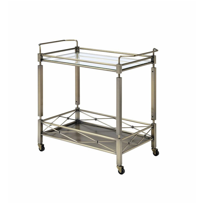 Chariot de service en métal durable avec plateau en verre trempé, mobilité facile et conception élégante pour le divertissement à domicile