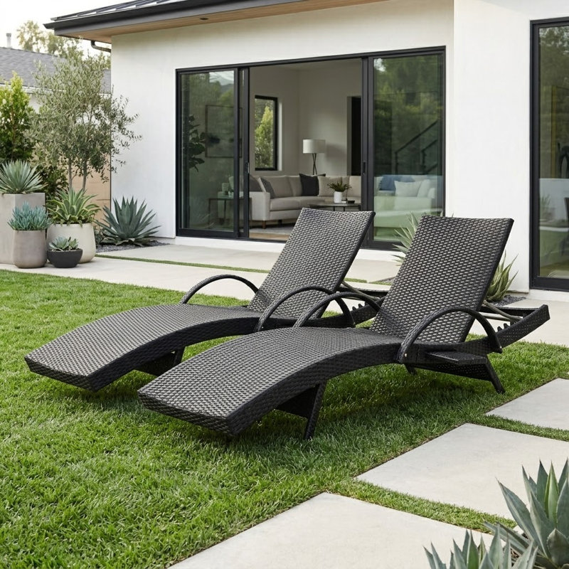 Duskin Outdoor Chaise Lounge Set, Black